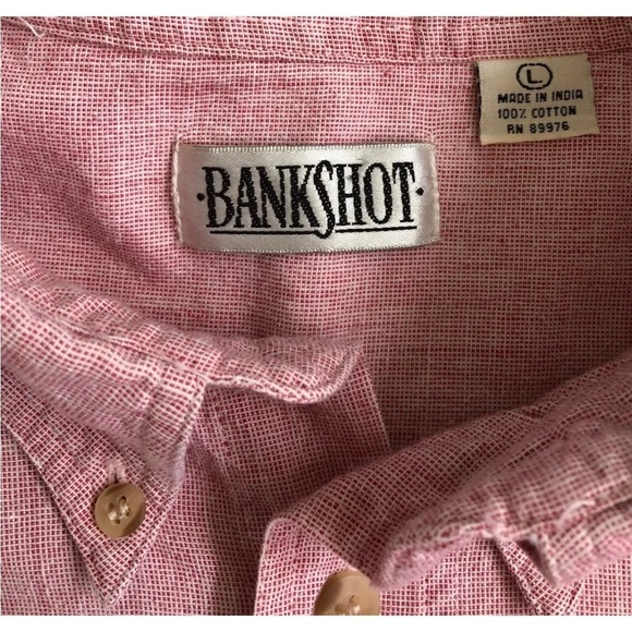 🎉4/$25 Vintage Bankshot Pink Red Cotton Short Sleeve Button Up Shirt Men’s L - Picture 2 of 9